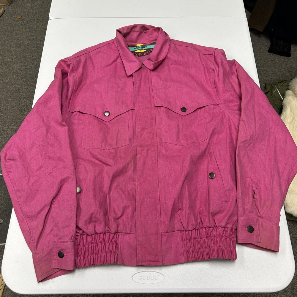 Wrangler Brushpopper Jacket Womens XL Pink Vintage Western Snap Front Bomber